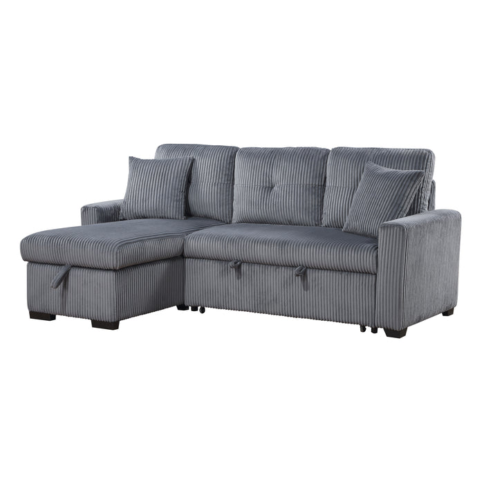 Rhett 3-Piece Reversible Sectional with Pull-out Bed and Hidden Storage in Gray - 9649DG*SC