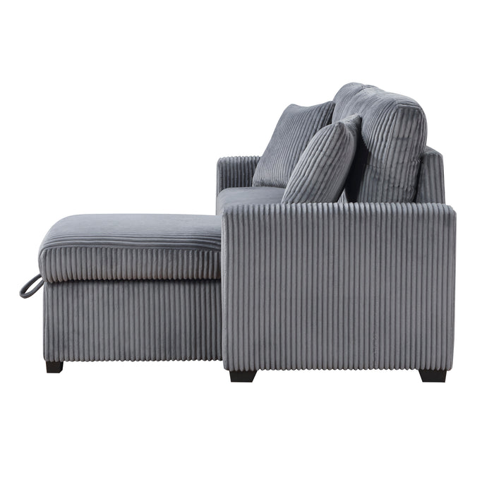 Rhett 3-Piece Reversible Sectional with Pull-out Bed and Hidden Storage in Gray - 9649DG*SC