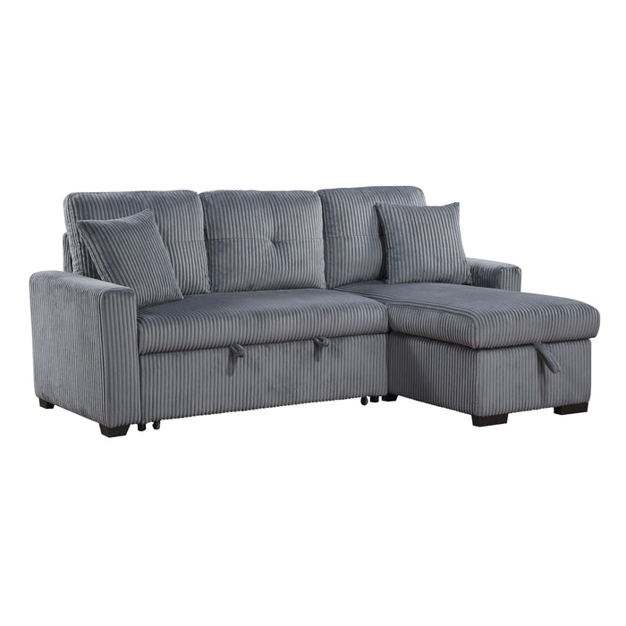 Rhett 3-Piece Reversible Sectional with Pull-out Bed and Hidden Storage in Gray - 9649DG*SC