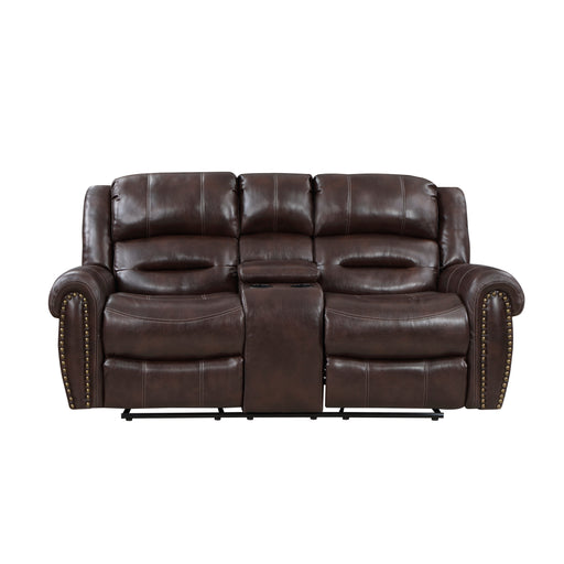 Center Hill Double Glider Reclining Loveseat with Center Console in Brown - 9668NBR-2 image