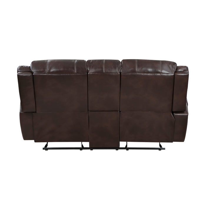 Center Hill Double Glider Reclining Loveseat with Center Console in Brown - 9668NBR-2