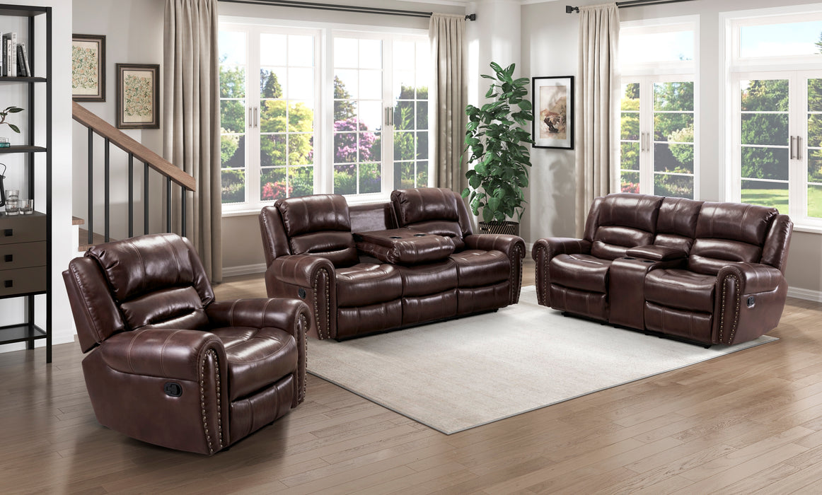 Center Hill Double Glider Reclining Loveseat with Center Console in Brown - 9668NBR-2