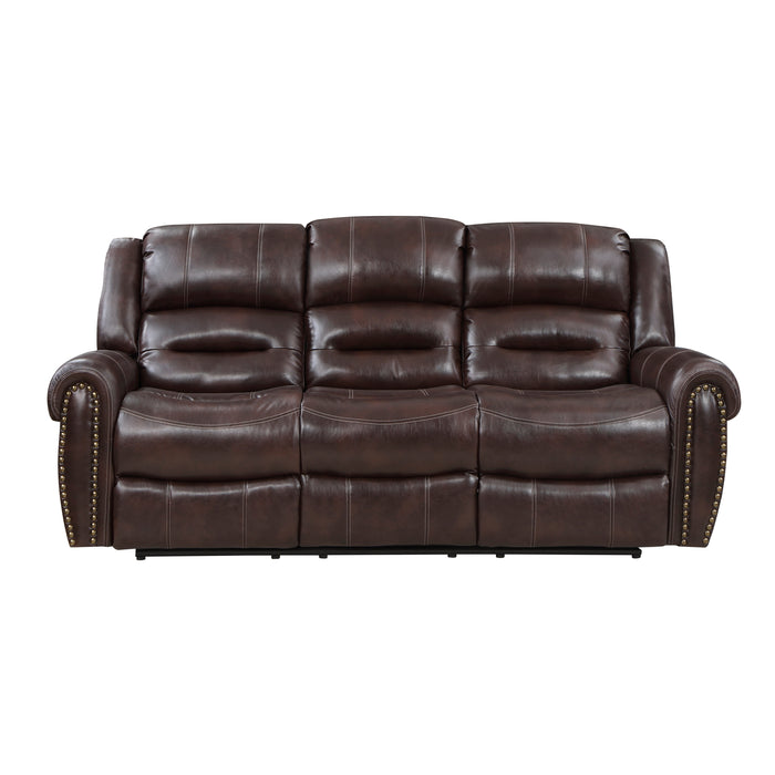 Center Hill DOUBLE RECLINING SOFA WITH CENTER DROP-DOWN CUP HOLDERS in Brown - 9668NBR-3 image