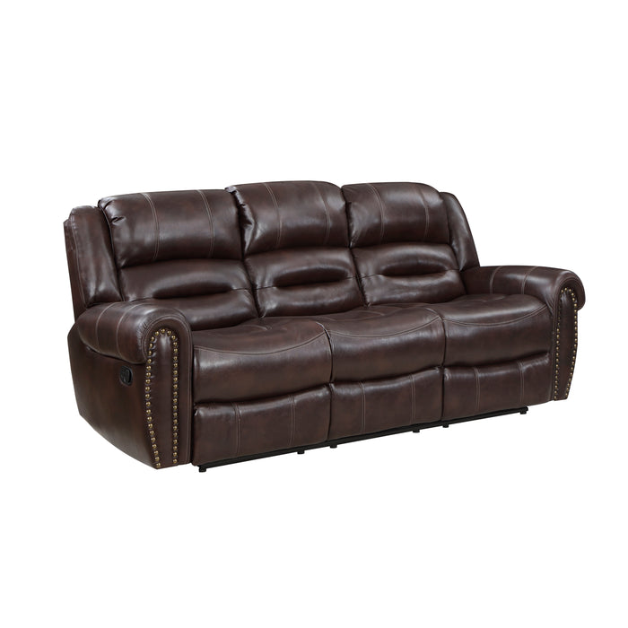 Center Hill DOUBLE RECLINING SOFA WITH CENTER DROP-DOWN CUP HOLDERS in Brown - 9668NBR-3