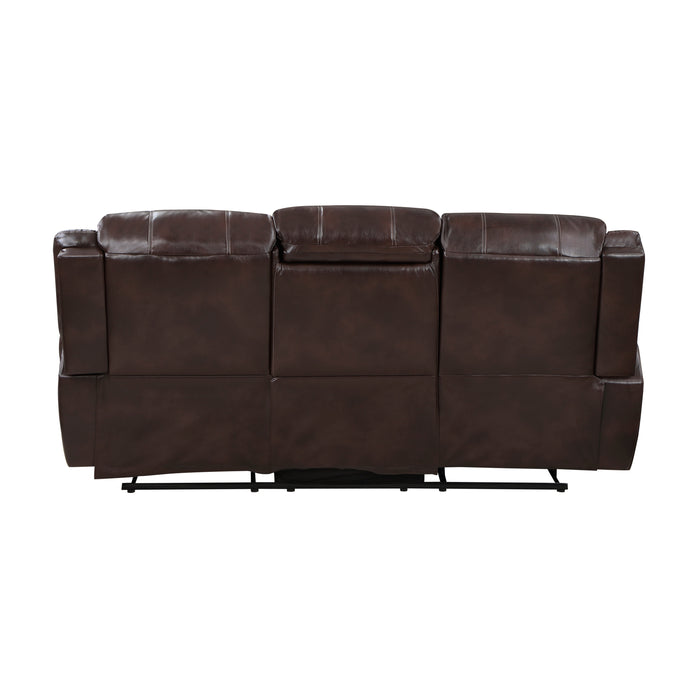 Center Hill DOUBLE RECLINING SOFA WITH CENTER DROP-DOWN CUP HOLDERS in Brown - 9668NBR-3