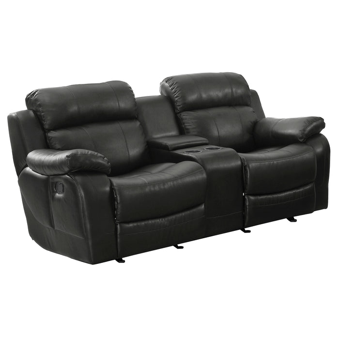 Marille Double Glider Reclining Loveseat with Center Console in Black - 9724BLK-2