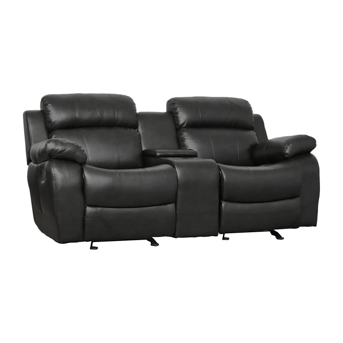 Marille Double Glider Reclining Loveseat with Center Console in Black - 9724BLK-2