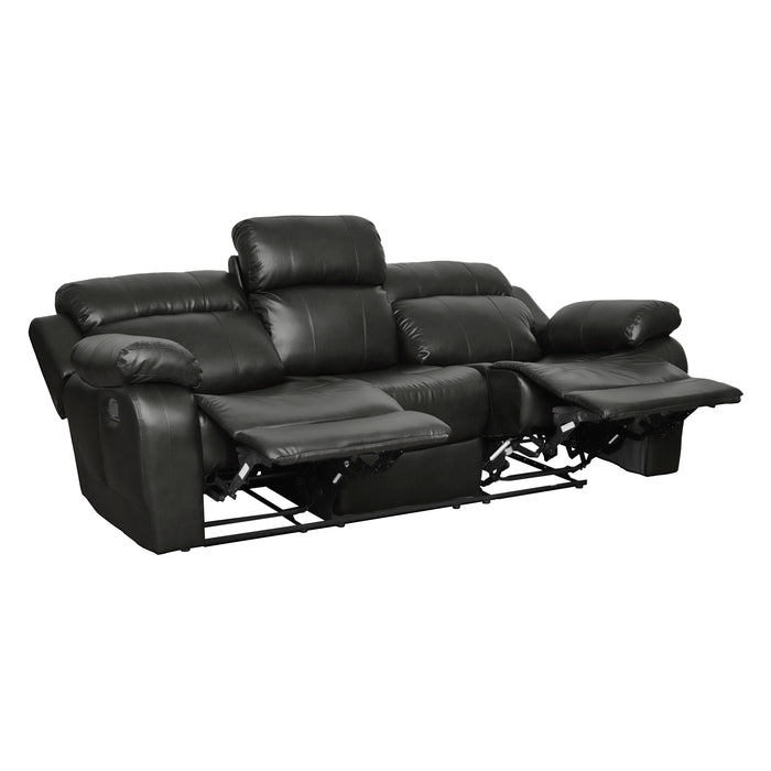 Marille Double Reclining Sofa with Center Drop-Down Cup Holders in Black - 9724BLK-3