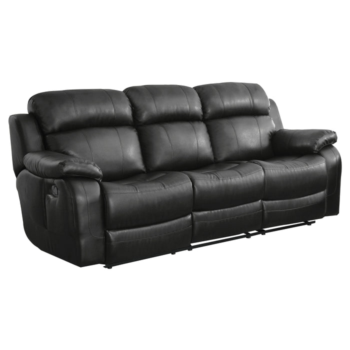 Marille Double Reclining Sofa with Center Drop-Down Cup Holders in Black - 9724BLK-3