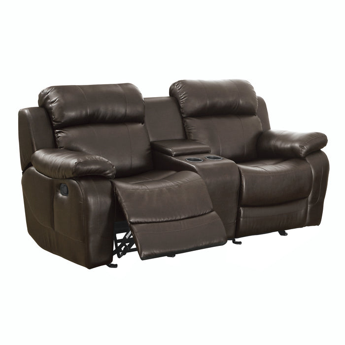 Marille Double Glider Reclining Loveseat with Center Console in Brown - 9724BRW-2