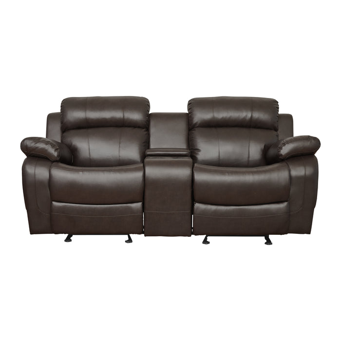 Marille Double Glider Reclining Loveseat with Center Console in Brown - 9724BRW-2 image