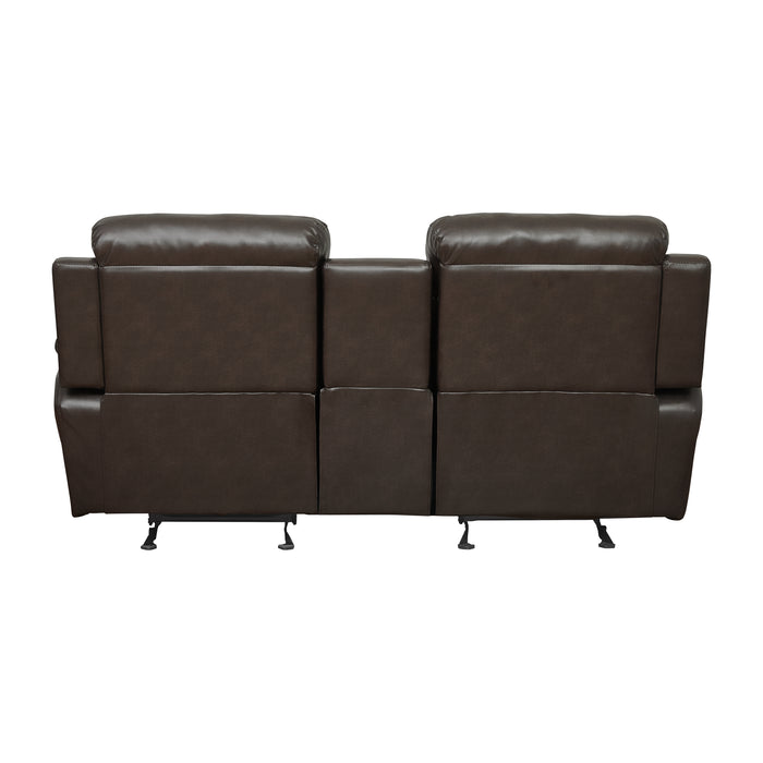 Marille Double Glider Reclining Loveseat with Center Console in Brown - 9724BRW-2