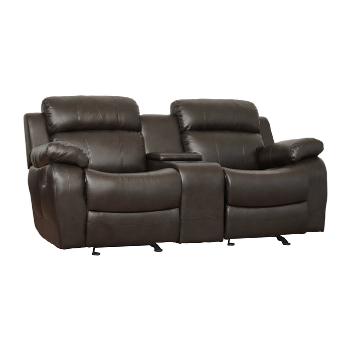 Marille Double Glider Reclining Loveseat with Center Console in Brown - 9724BRW-2