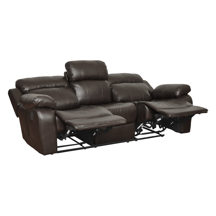 Marille Double Reclining Sofa with Center Drop-Down Cup Holders in Brown - 9724BRW-3