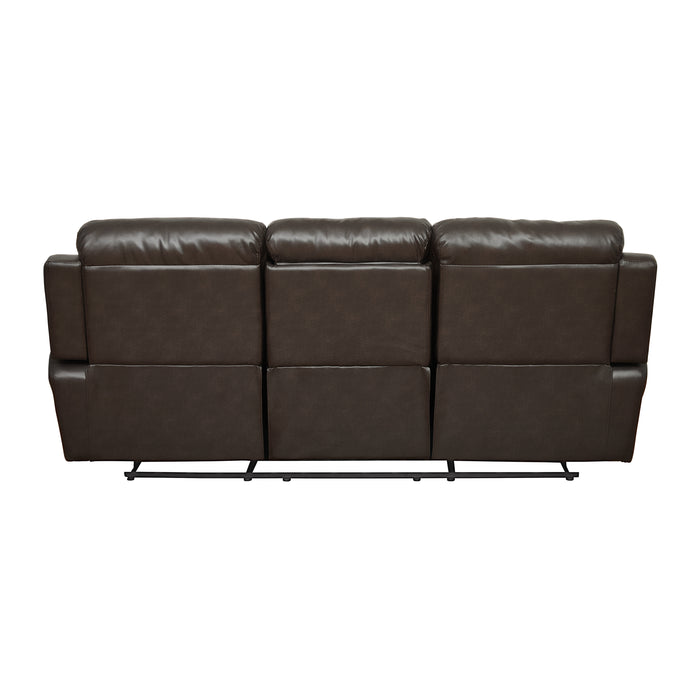 Marille Double Reclining Sofa with Center Drop-Down Cup Holders in Brown - 9724BRW-3