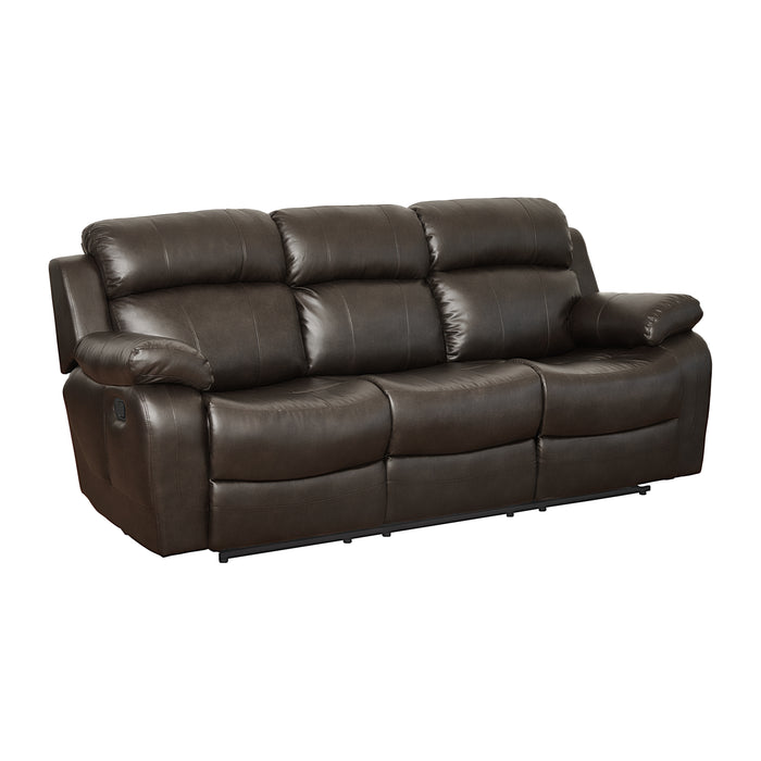 Marille Double Reclining Sofa with Center Drop-Down Cup Holders in Brown - 9724BRW-3