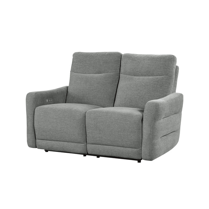 Edition Power Double Lay Flat Reclining Loveseat with Power Headrests and USB Ports in Gray - 9804DV-2PWH