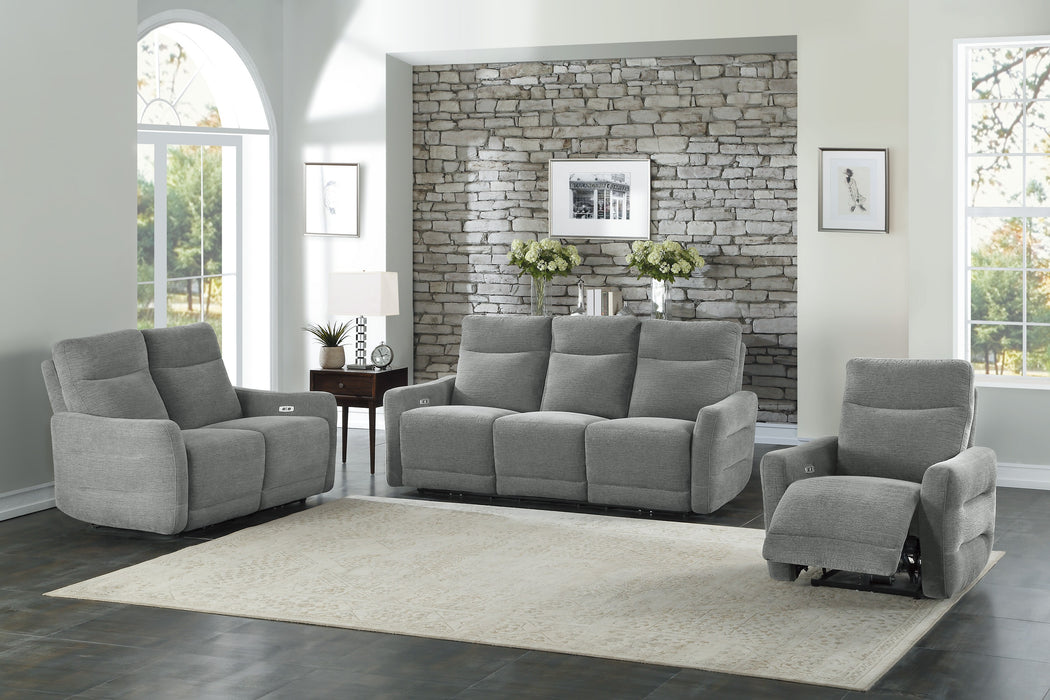 Edition Power Double Lay Flat Reclining Sofa with Power Headrests and USB Ports in Gray - 9804DV-3PWH