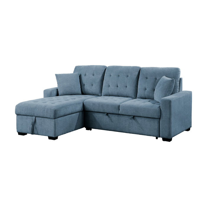 Waitsfield 2-Piece Sectional with Left Chaise, Pull-out Bed and Hidden Storage in Blue - 9816BU*2LCRL