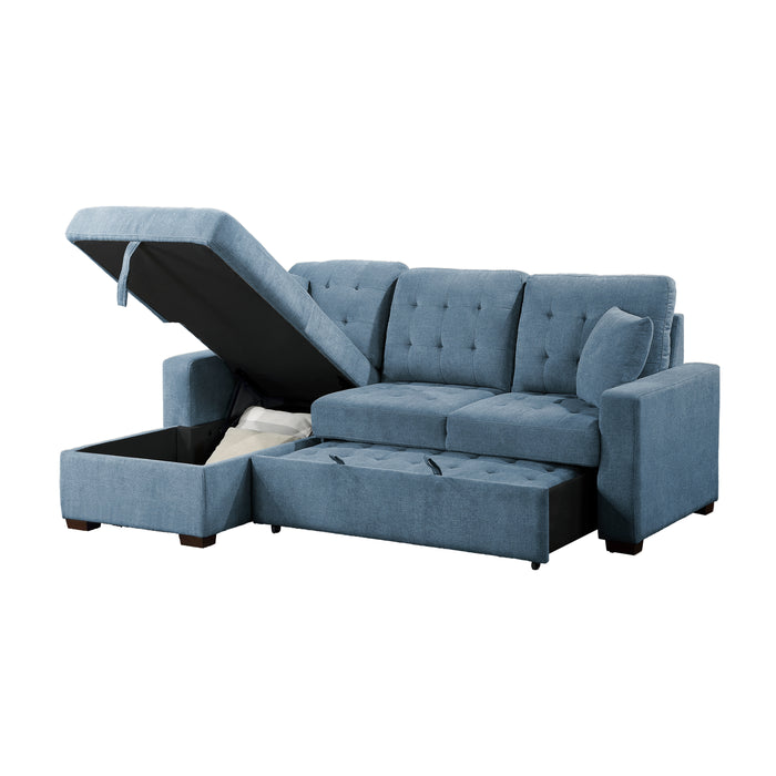 Waitsfield 2-Piece Sectional with Left Chaise, Pull-out Bed and Hidden Storage in Blue - 9816BU*2LCRL