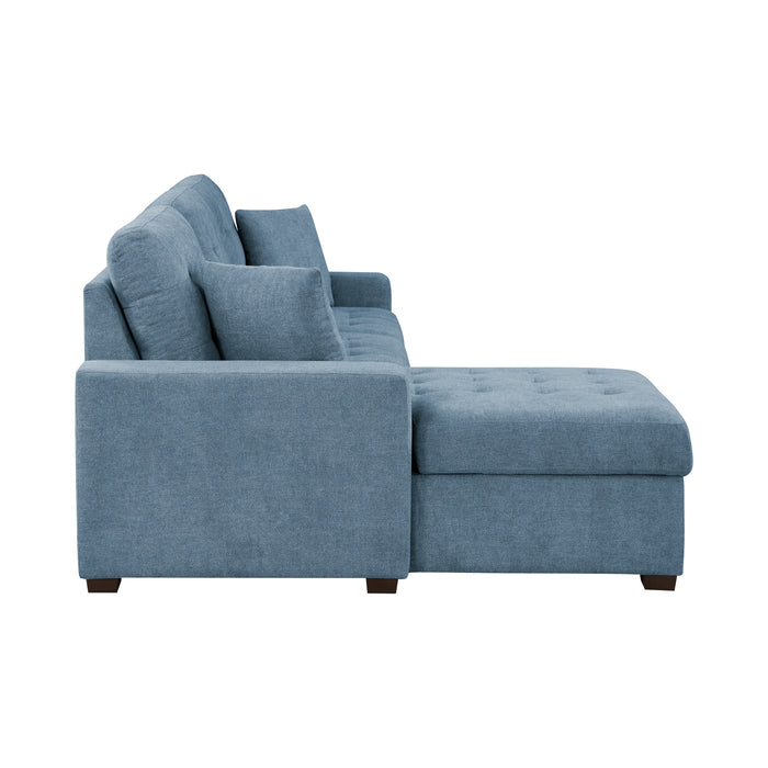 Waitsfield 2-Piece Sectional with Left Chaise, Pull-out Bed and Hidden Storage in Blue - 9816BU*2LCRL