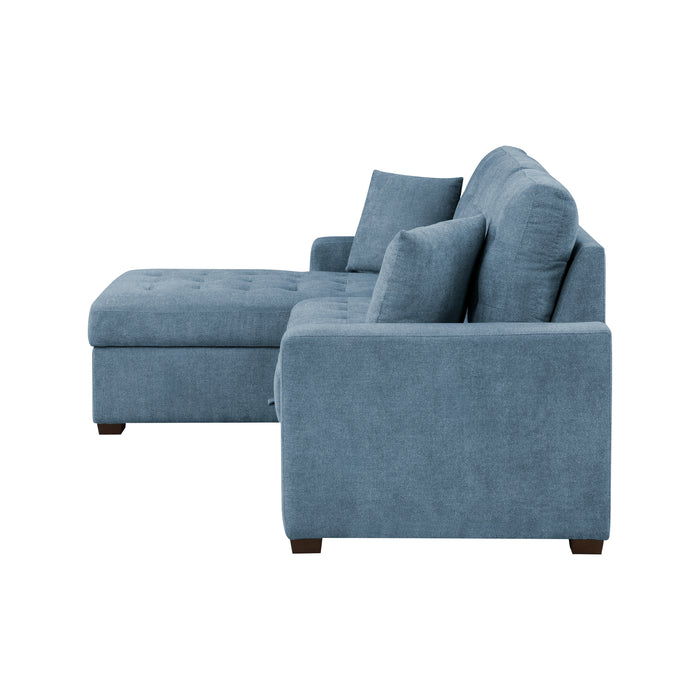 Waitsfield 2-Piece Sectional with Left Chaise, Pull-out Bed and Hidden Storage in Blue - 9816BU*2LCRL