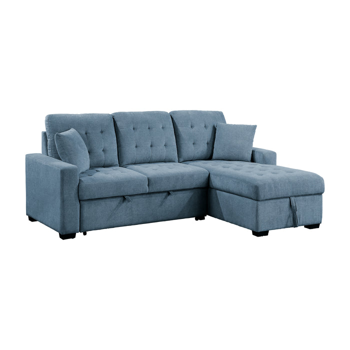 Waitsfield 2-Piece Sectional with Right Chaise, Pull-out Bed and Hidden Storage in Blue - 9816BU*2LLRC