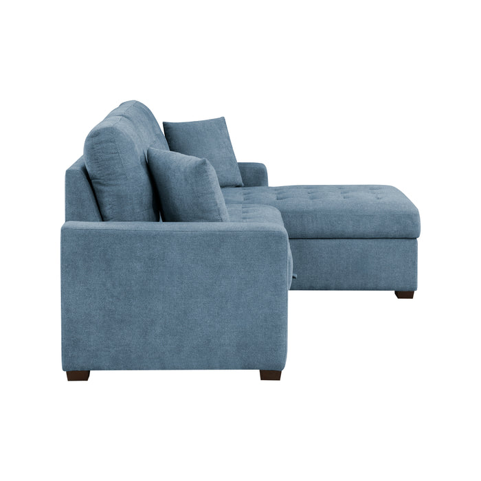 Waitsfield 2-Piece Sectional with Right Chaise, Pull-out Bed and Hidden Storage in Blue - 9816BU*2LLRC