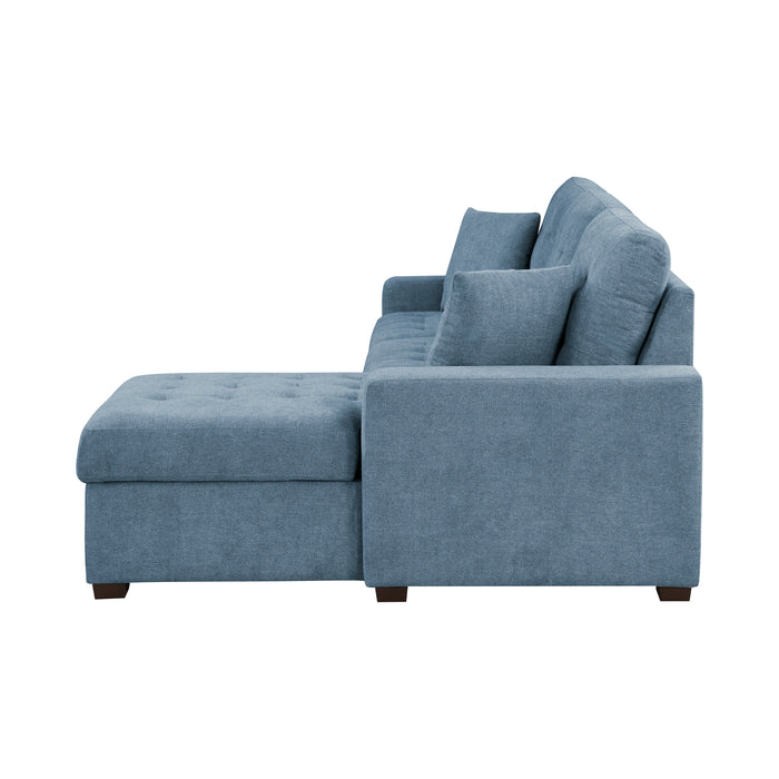 Waitsfield 2-Piece Sectional with Right Chaise, Pull-out Bed and Hidden Storage in Blue - 9816BU*2LLRC