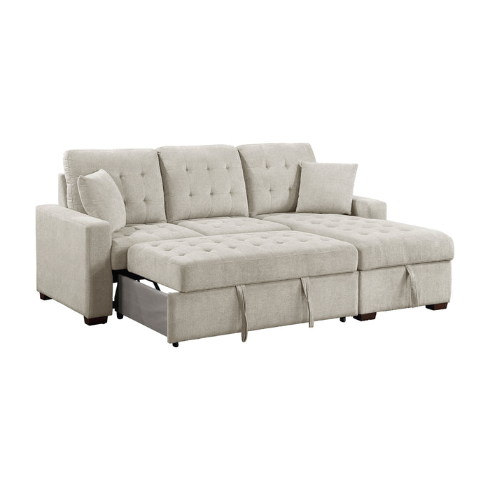 Waitsfield 2-Piece Sectional with Right Chaise, Pull-out Bed and Hidden Storage in Brown - 9816SN*2LLRC