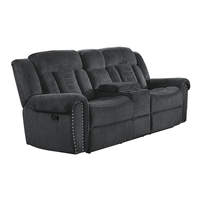 Nutmeg Double Reclining Loveseat with Center Console in Gray - 9901CC-2