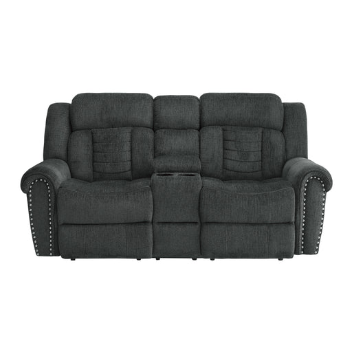 Nutmeg Double Reclining Loveseat with Center Console in Gray - 9901CC-2 image