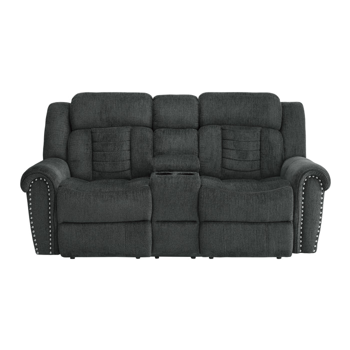 Nutmeg Double Reclining Loveseat with Center Console in Gray - 9901CC-2 image