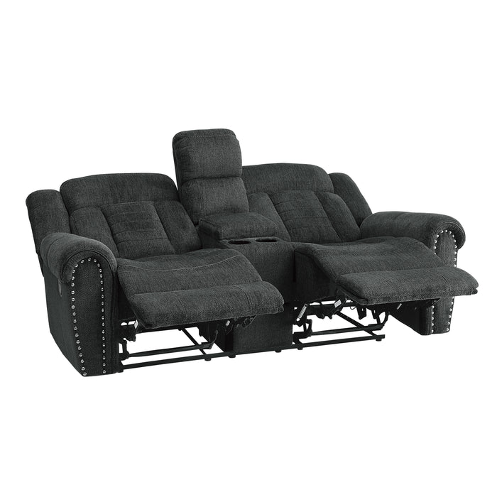 Nutmeg Double Reclining Loveseat with Center Console in Gray - 9901CC-2