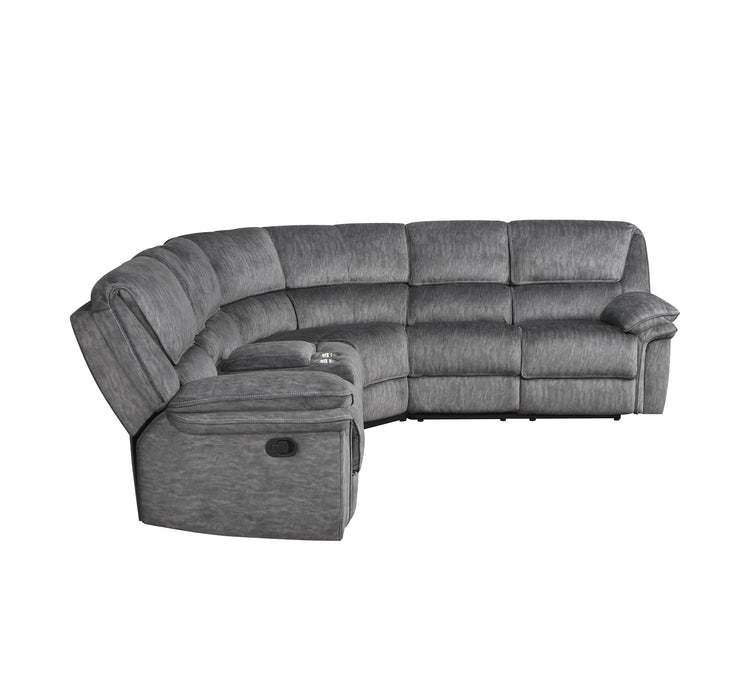 Muirfield 3-Piece Reclining Sectional with Left Console in Gray - 9913*32LCN2R