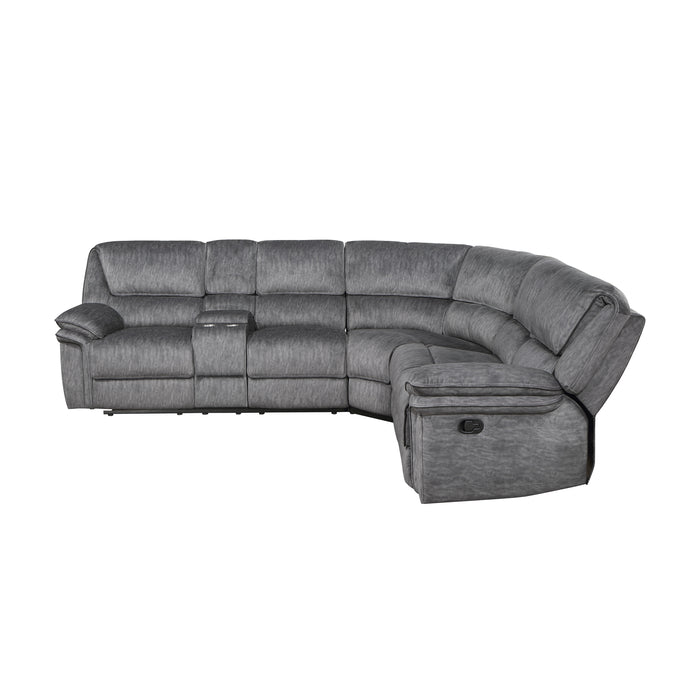 Muirfield 3-Piece Reclining Sectional with Left Console in Gray - 9913*32LCN2R