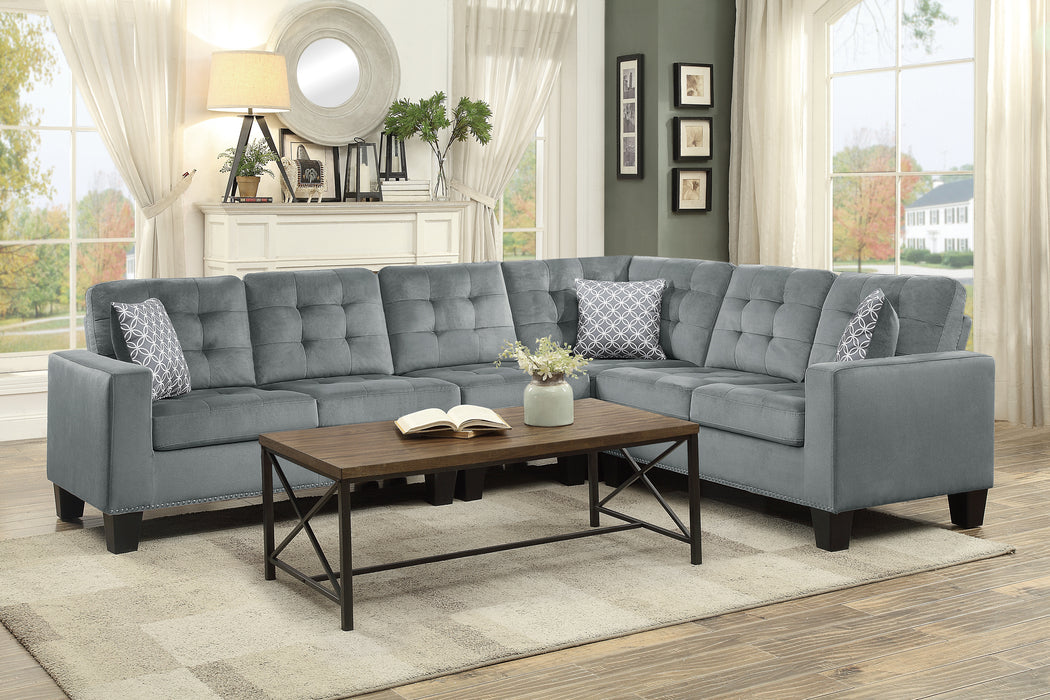 Lantana 2-Piece Reversible Sectional in Gray - 9957GY*SC