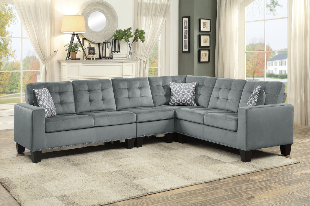 Lantana 2-Piece Reversible Sectional in Gray - 9957GY*SC