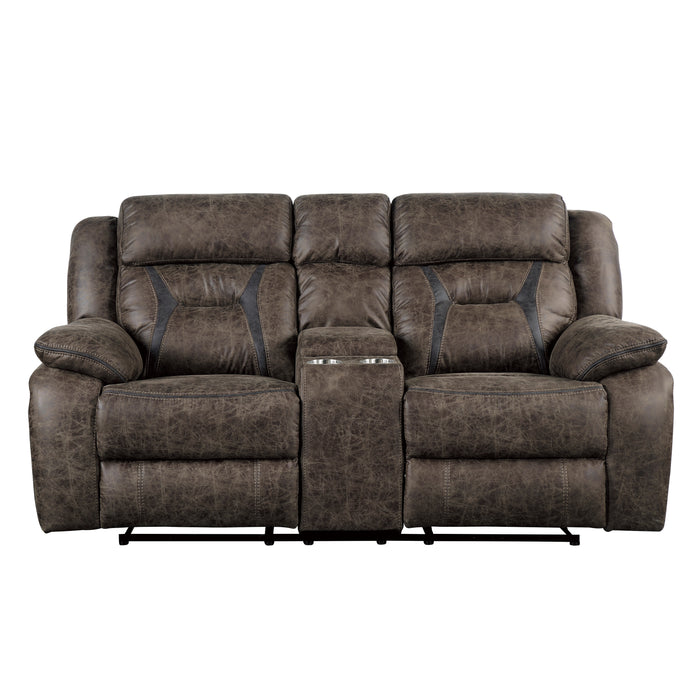 Madrona Hill Double Reclining Loveseat with Center Console in Brown - 9989DB-2 image