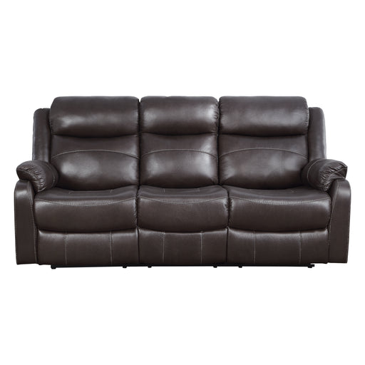 Yerba Double Lay Flat Reclining Sofa with Center Drop-Down Cup Holders in Brown - 9990DB-3 image