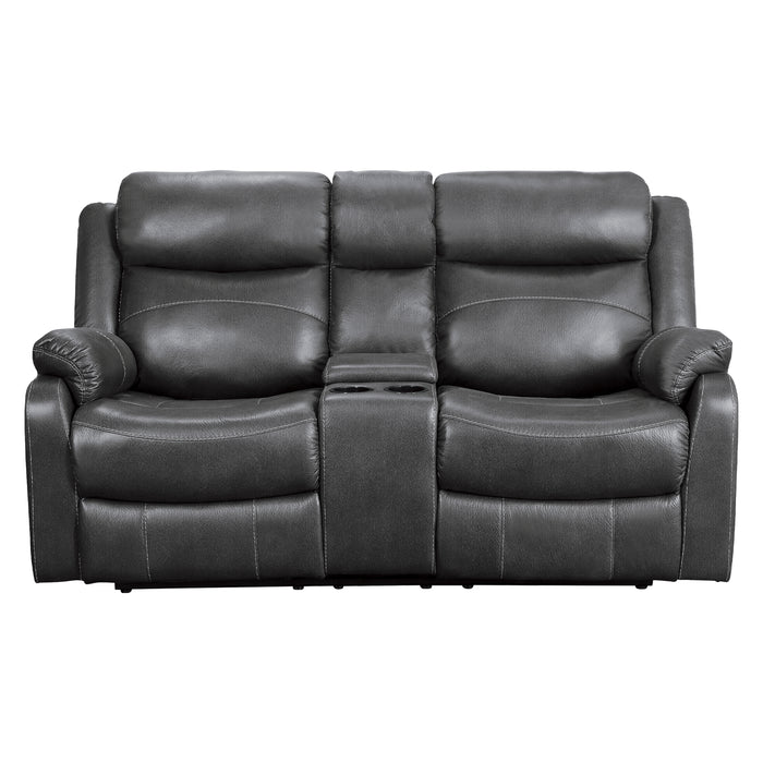 Yerba Double Lay Flat Reclining Loveseat with Center Console in Gray - 9990GY-2 image