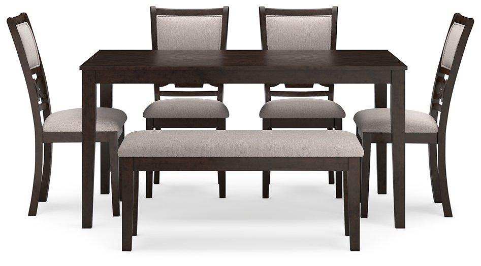 Langwest Dining Table and 4 Chairs and Bench (Set of 6)