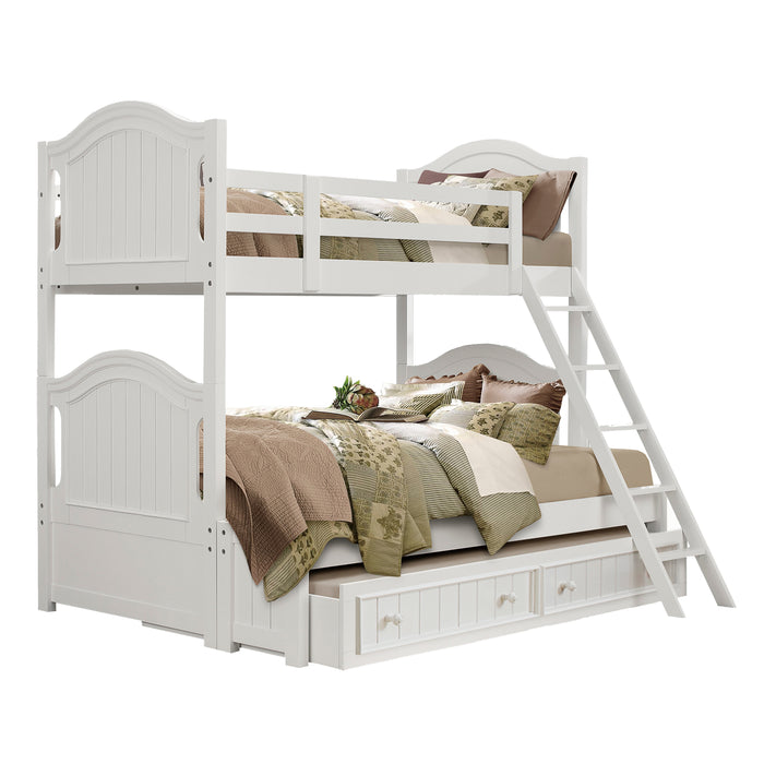 Clementine (4) Twin/Full Bunk Bed in White - B1799-1F*