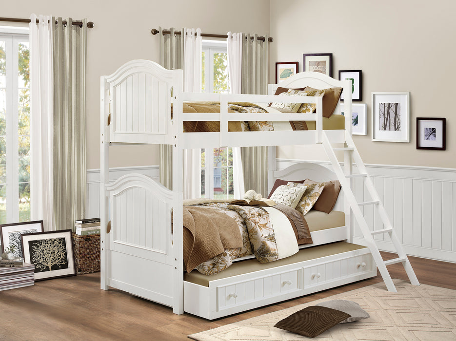 Clementine (4) Twin/Twin Bunk Bed with Twin Trundle in White - B1799-1*R