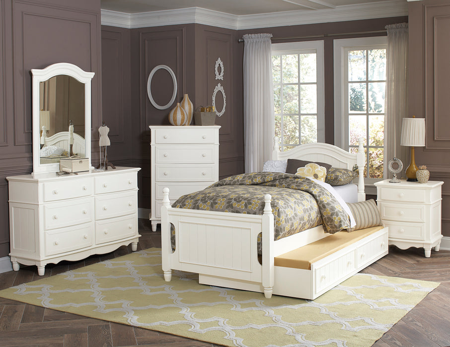 Clementine Twin Platform Bed with Twin Trundle in White - B1799T-1R