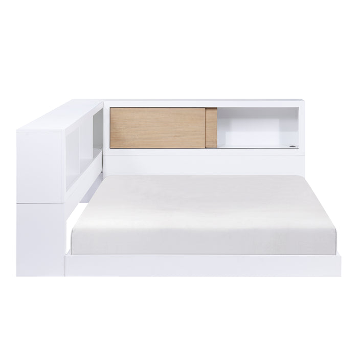 Asker (4) Full Bookcase Corner Bed in Brown/White - B2012BCF-1BC*