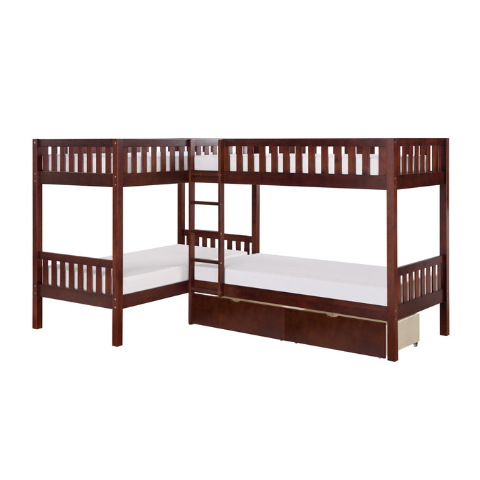 Rowe (4) Corner Bunk Bed with Storage Boxes in Cherry - B2013CNDC-1T* image