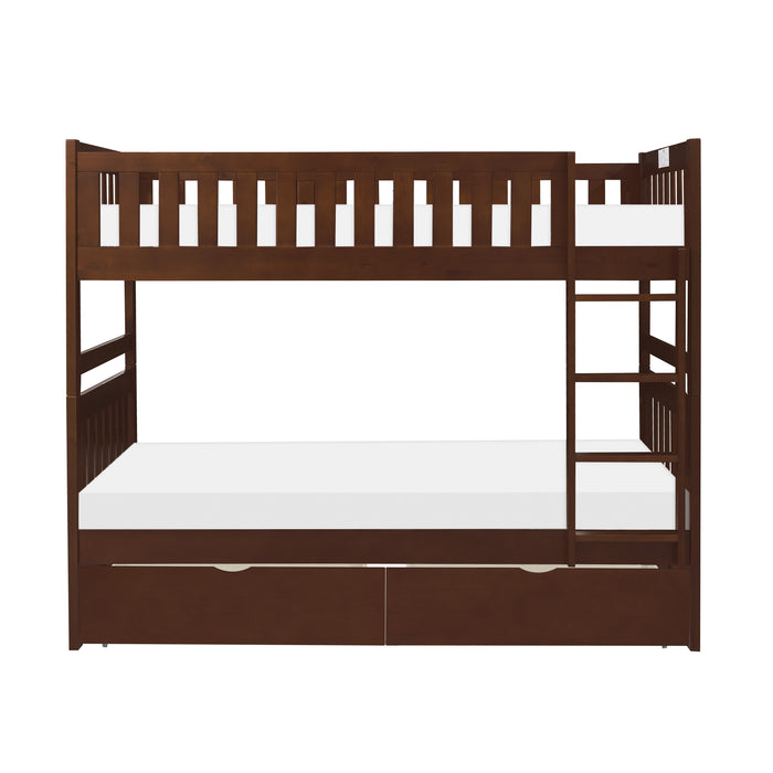 Rowe (4) Twin/Twin Bunk Bed with Storage Boxes in Cherry - B2013DC-1*T