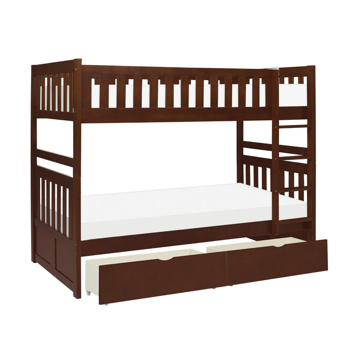 Rowe (4) Twin/Twin Bunk Bed with Storage Boxes in Cherry - B2013DC-1*T