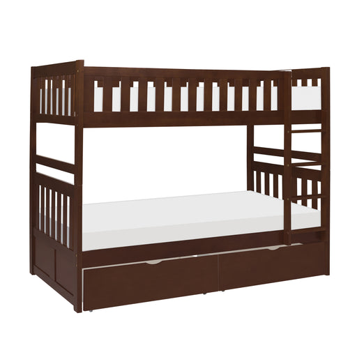 Rowe (4) Twin/Twin Bunk Bed with Storage Boxes in Cherry - B2013DC-1*T image